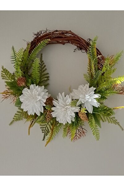 JollyShop Beyaz Çiçekli kapı süsü