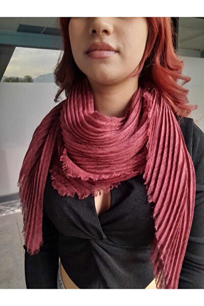 BurcHair Combination Complementary Pleated Permanent Single Color Shawl 90X90