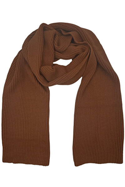 Sofist İstanbul Bitter Brown Oversized Plain Knit Long and Wide Unisex Thick Scarf Shawl
