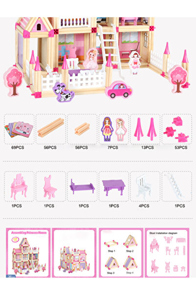 Picodino Princess House 3D Wooden Assembly Game
