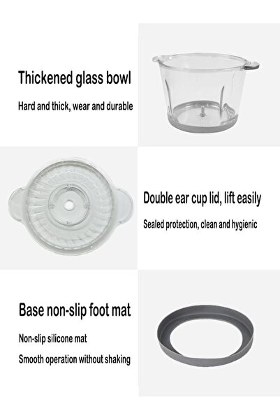 Alim Electric Food Chopper, 3L Glass Bowl, 600W, 2 Speeds, 4 Blades