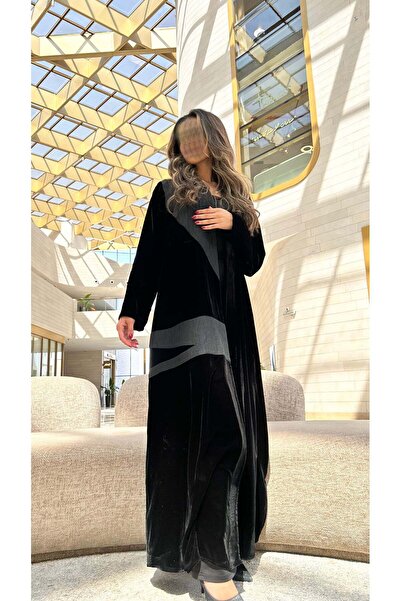 AYA عباية مخملية مع تطريز جاكار