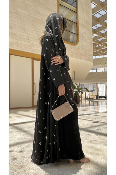 AYA Abaya Linen Indian Fully Embroidered indian linen abaya