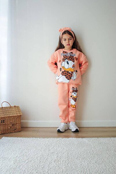 ARBİ kids Female Child Daisy Duck Three Yarn Fleece-Lined Cloth Dual Set