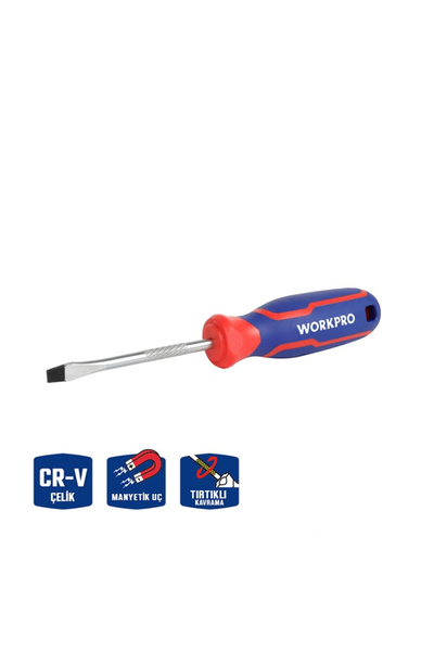 Workpro WP221016 5.5x100mm CR-V Manyetik Profesyonel Düz Tornavida