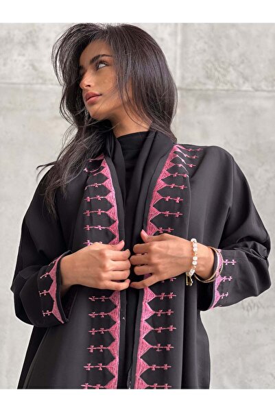 AYA عباية كريب ملكي مطرزة