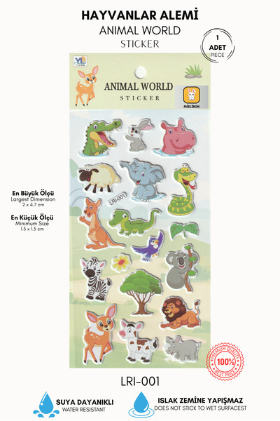 Mielibon Premium Hayvan Temalı Kabartmalı Sticker Seti – Oda, Defter ve Eşya ...