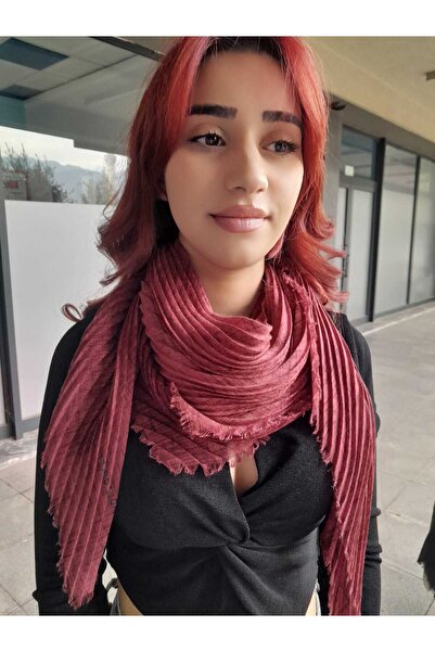 BurcHair Combination Complementary Pleated Permanent Single Color Shawl 90X90