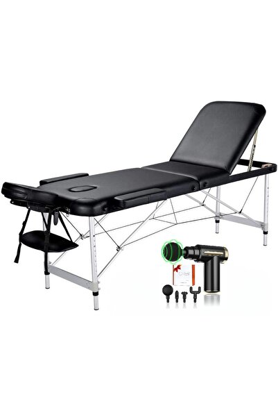Relax Smart RelaxSmart Portable 3-Zone Foldable Massage Table, Adjustable Height & Headrest, 60cm, Black