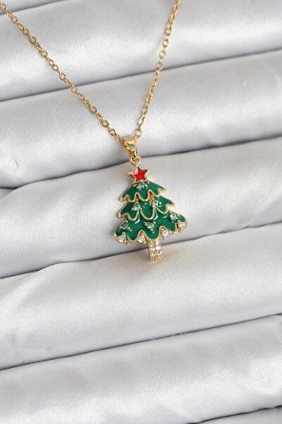 N!da Jewelry Steel Zircon Stone Christmas Pine Tree Pendant
