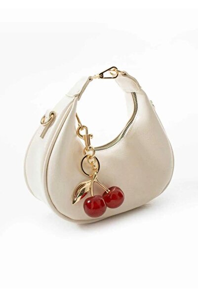 Larolina Betty Model Suni Deri Beyaz Charm Hediyeli Kadın El Ve Omuz Çantası
