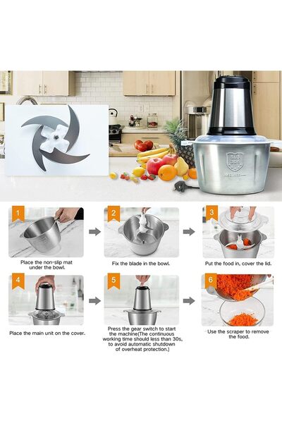 Alim Chopper Grinder Meat Grinder 3L, 600W, 3-Speed, 4 Stainless Steel Blades (ALIM)