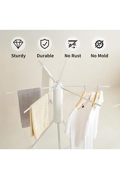 Cady One oldable clothes drying rack with consisting of 16 columns for ventilation and rapid drying.