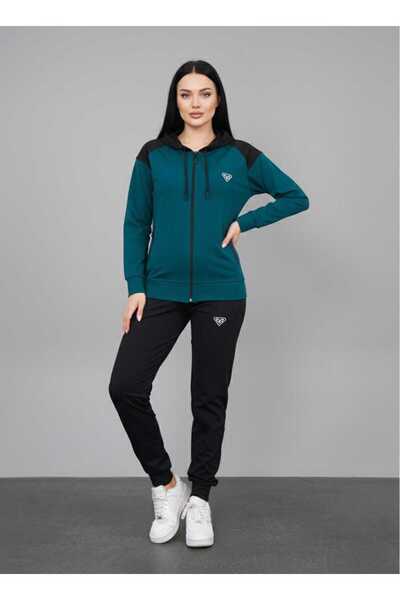 LF LAST FASHION Hooded Green 2-Piece Women's Tracksuit Set
