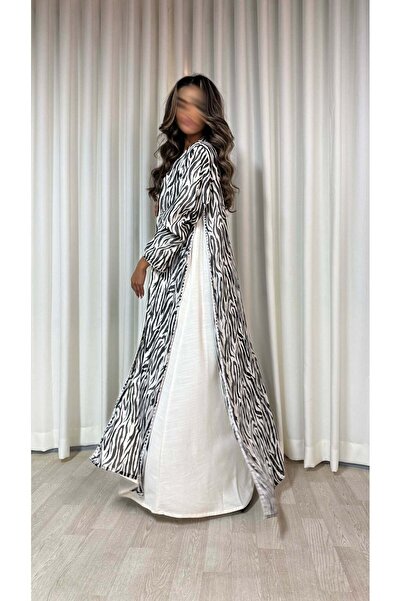 AYA mw1649-Abaya-with-two-materials-inside-crepe-outside-print