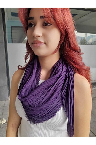 BurcHair Combination Complementary Pleated Permanent Single Color Shawl 90X90