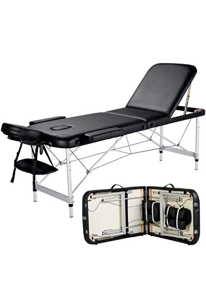 Relax Smart RelaxSmart Portable 3-Zone Foldable Massage Table, Adjustable Height & Headrest, 60cm, Black