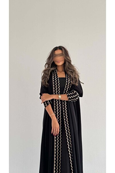 AYA عباية دانتيل سوداء بيج وأسود