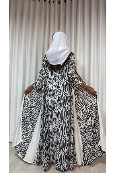 AYA mw1649-Abaya-with-two-materials-inside-crepe-outside-print