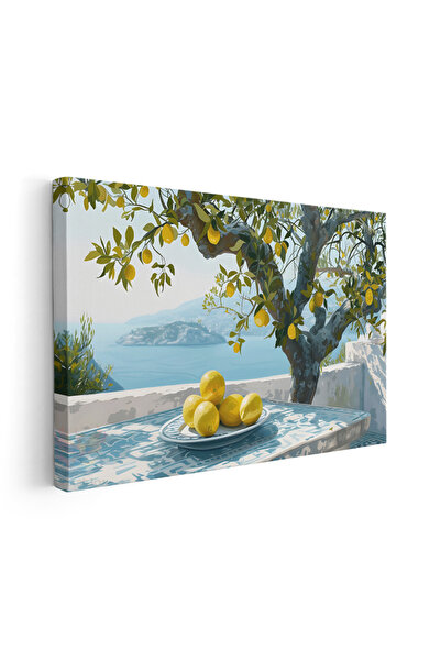 Artarilion Yatay Kanvas Tablo Limon Agaci ve Manzara Modern Duvar Tablosu Kan...