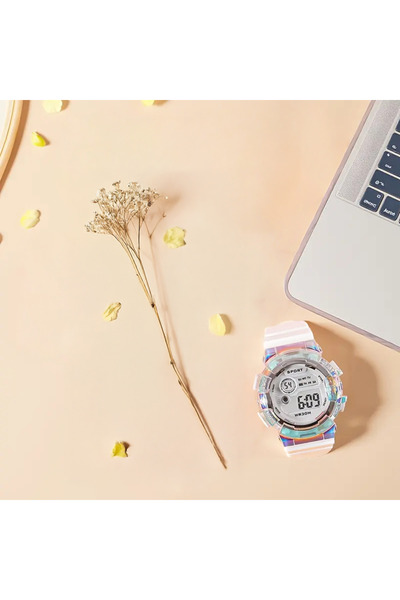 SERARES White Digital Women's Wristwatch with Holographic Frame