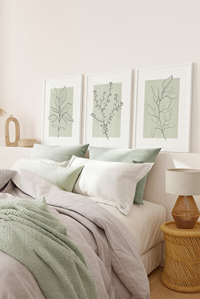 NT Handmade Laminated Framed Pvc Protected 3-Piece Abstract Leaf Pattern Uv Printing Mdf Wall Painting Set