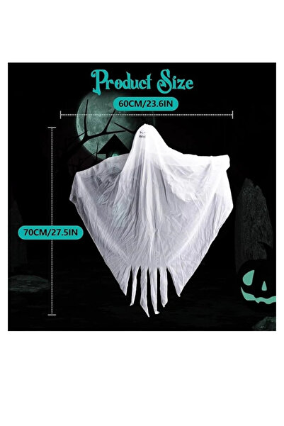 OEM Set 3 decoratiuni pentru Halloween, 60 x 70 cm, fantome plutitoare, plastic, alb
