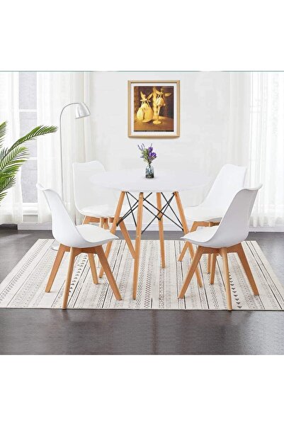 AWF AL WADI FURNITURE Sdino Eames 1 Round Dining Table + 4 Tulip Shell Style ...