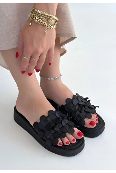 ALFA AKSESUAR 03 Norx black leather slippers