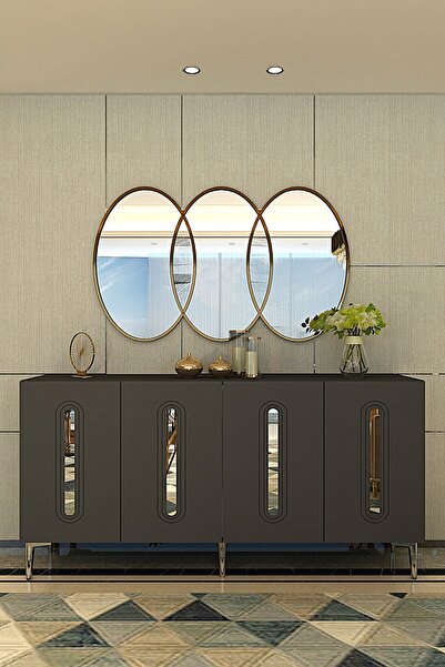 CENEYRA KA1520AS RANY150 KONSOL, KAHVE KÖŞESİ, TV SEHPASI ANTRASİT-SILVER 150cm