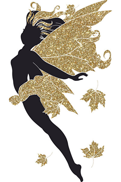 Yznhome Altın detaylı peri silüeti illüstrasyon zebra perde – la-815