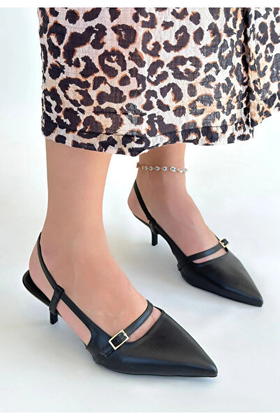 ALFA AKSESUAR 03 Pantofi cu toc din piele neagră Darina