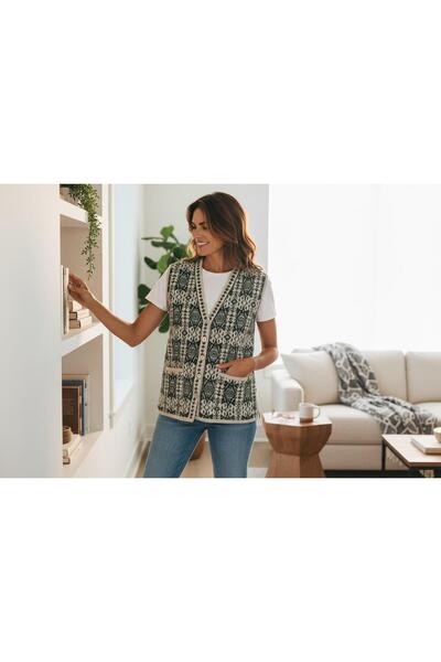 GÖMLEK GALERİSİ Authentic Patterned Regular Fit Standard Wool Women's Vest (3...