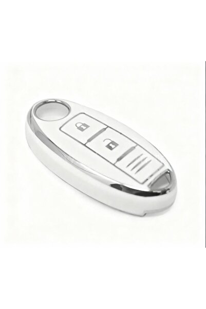 GMA KEYS Nissan Micra Juke Qashqai Note Navara Pulsar Smart Nano Key Case Cover White Silver Silver Color