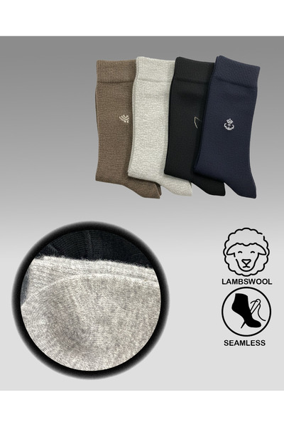 ragi store 4-Piece Lambswool Men's Toe Stitch-Free Socks