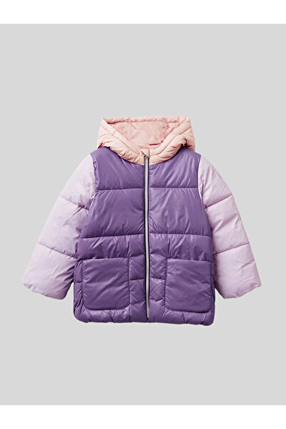 Benetton معطف بناتي للأعمار من 1 إلى 6 سنوات باللون الأرجواني