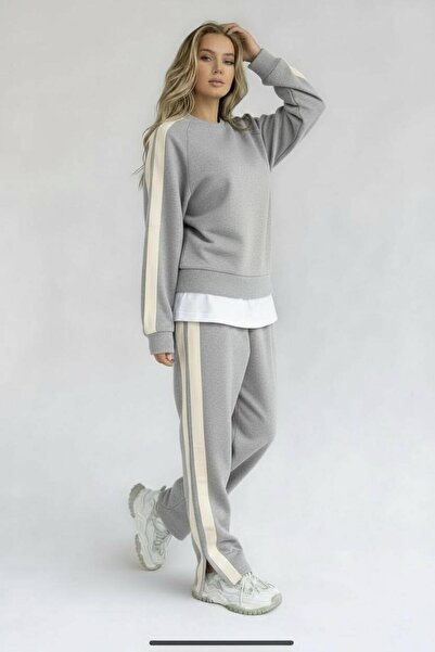 Bliss Women's Oversized Stripe Bottom Top Tracksuit Set