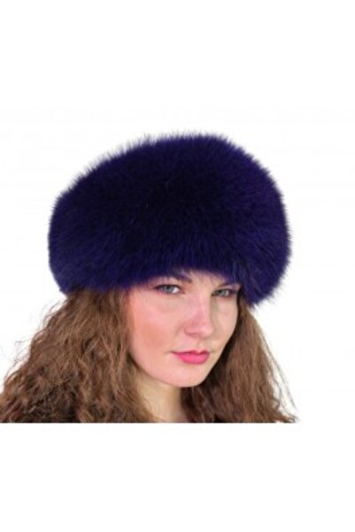 PFA CIOCARLAN ELENA Women's leather and fox fur hat, purple, CF108 56 cm