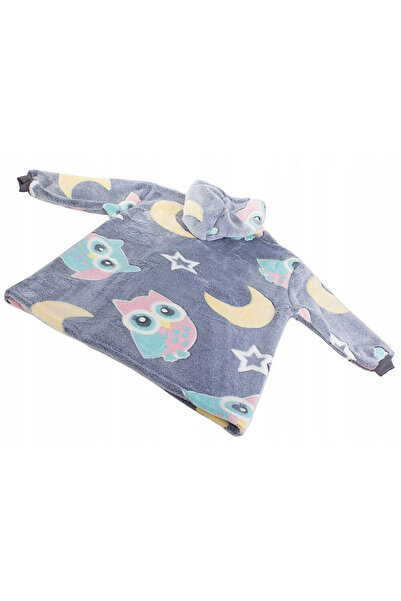 TECOS Children's blanket, sweatshirt type, Tecos®, universal size, pocket, phosphorescent elements, gray