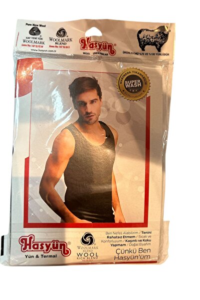 Hasyün Men's Black Men's Wool Undershirt