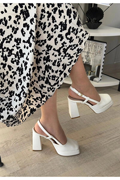 ALFA AKSESUAR 03 Mety White Skin Heeled Shoes