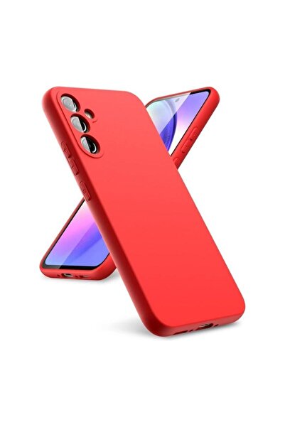 HANPORIUM حافظة سيليكون متوافقة مع هاتف سامسونج جالاكسي S22 5G - غطاء حماية للكاميرا بلون باستيل - أحمر