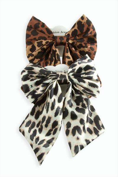 makay Leopard Patterned Bow Automatic Buckle 14 cm