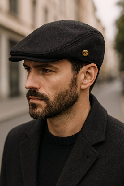 MEKİK BUTİK Dark Smoked Thick Cotton Cap London Cap Hat - Winter Cap Hat