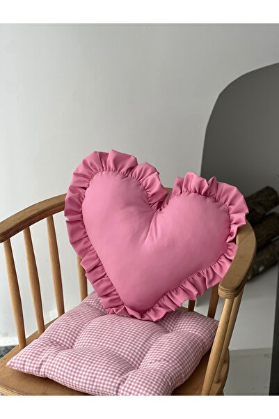 KaiAtelier Pernă umplută cu lenjerie de in cu volane Candy Heart / Pernă deco...