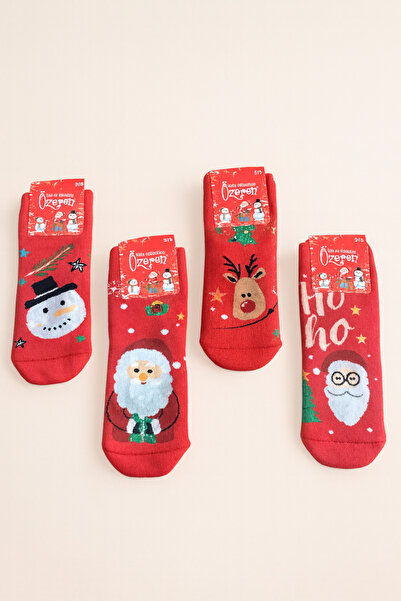 For My Baby 4 Pairs of Children's Socks with Christmas Pattern