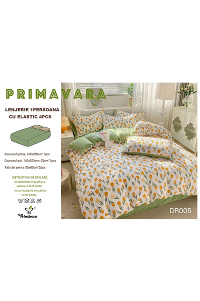 FIONNA.RO Fine Cotton Underwear, Crepe Texture, 1 Person, With Elastic - Tulips