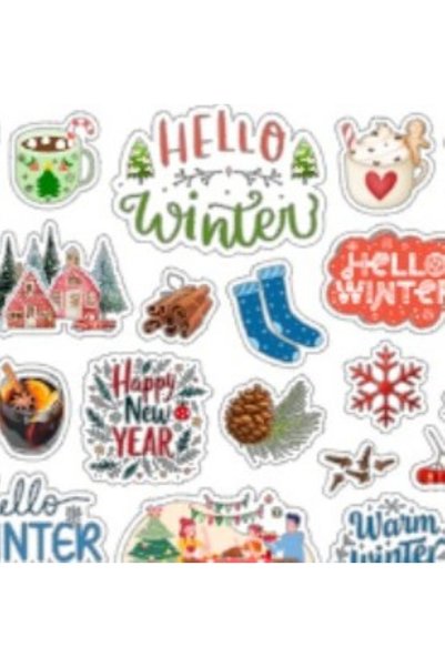 NUNUKİ Hello Winter Welcome Winter Sticker Set New Year Christmas Stickers Snowy Cozy Winter Sticker Nsti0213