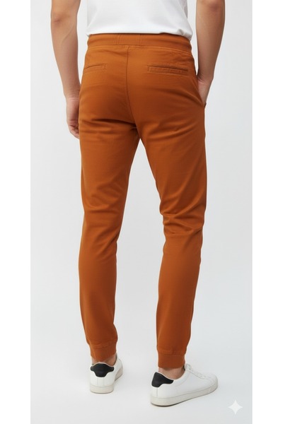 STITCH by MH Men's Solid Cotton 4 pocket Joggers- Orange