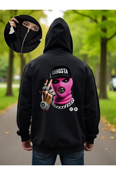 ship master سويت شيرت يونيسكس بقناع النينجا 3 Thread O قصة فضفاضة K بغطاء رأس...